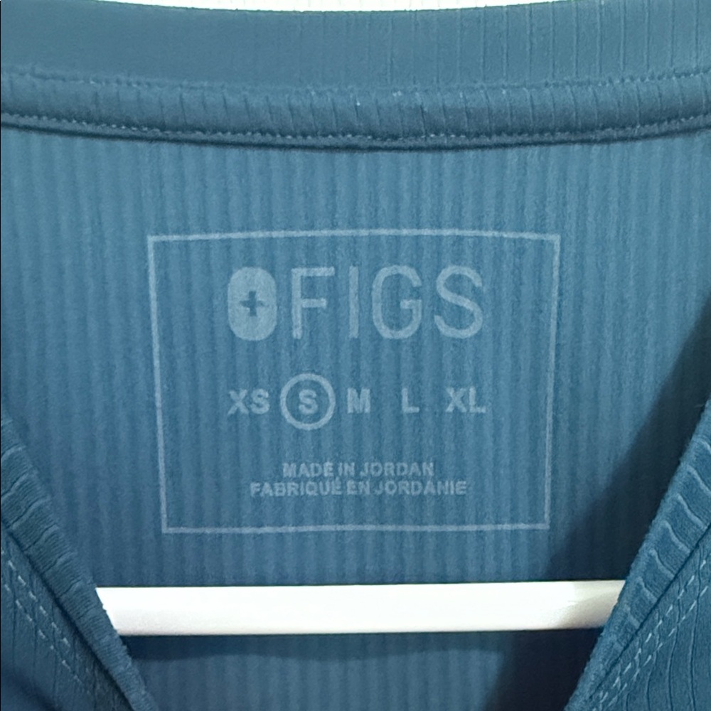 Figs Carribean Blue Ribbed Long sleeve Underscrub - Picture 4 of 6